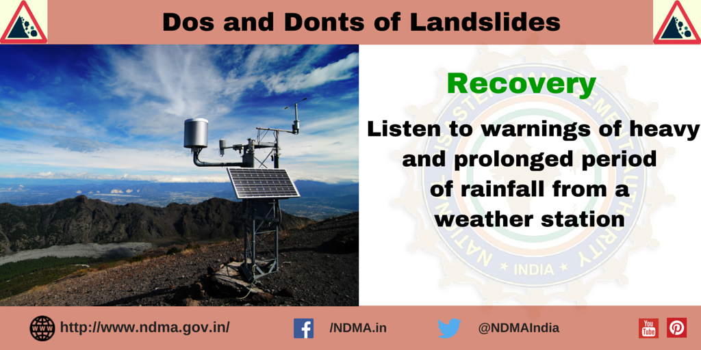 Listen to warnings of heavy and prolonged period of rainfall from a weather station